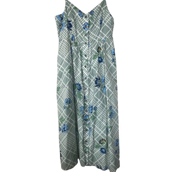 NWT ModCloth Light Green & Blue Floral Maxi Dress L - Picture 6 of 13
